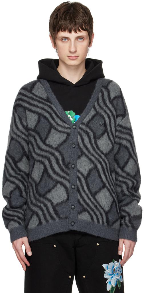 Awake NY Gray Wavy Cardigan