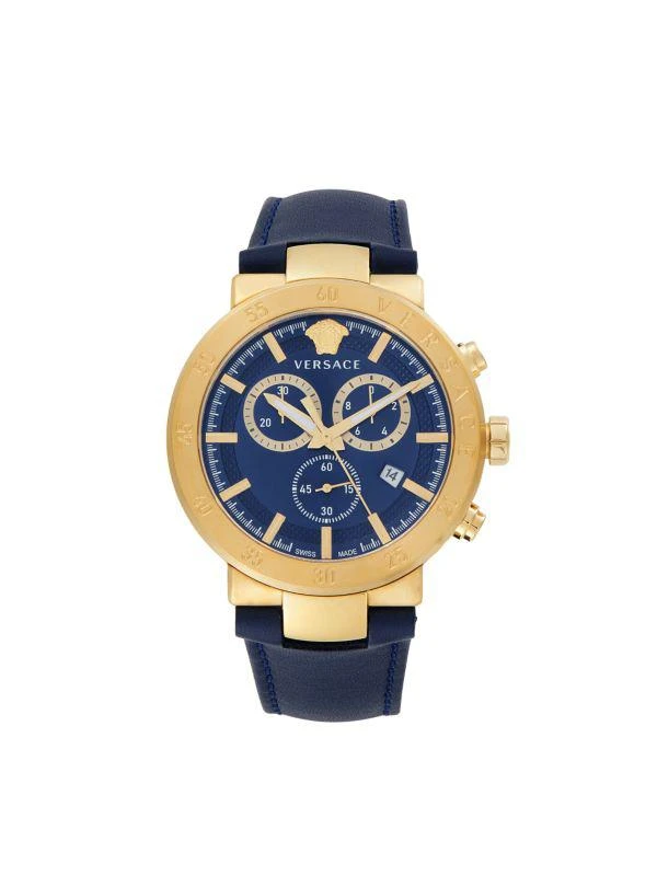 Versace 43MM Stainless Steel & Leather Strap Watch 1