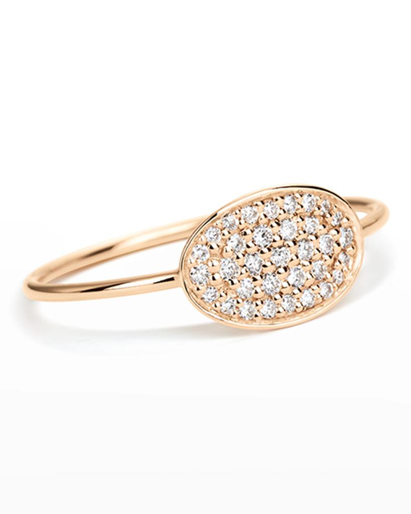 Ginette NY 18k Rose Gold White Diamond Mini Sequin Ring, Size 6