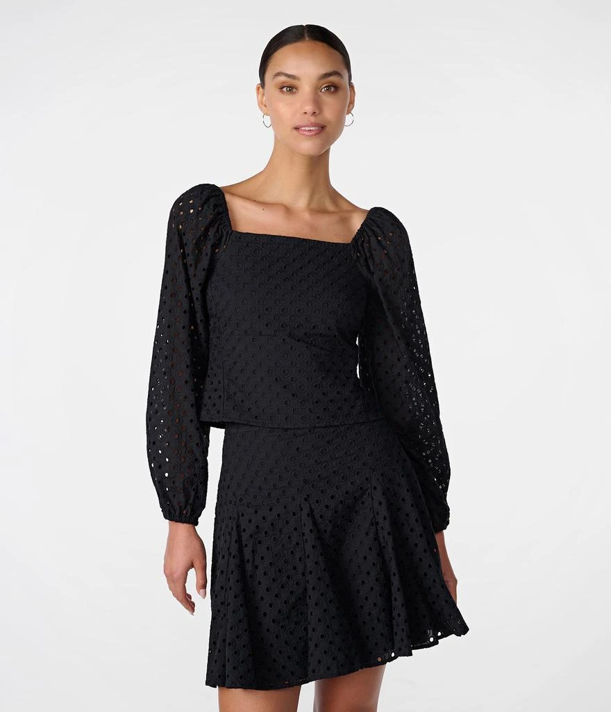 Karl Lagerfeld Paris LONG SLEEVE EYELET PUFF SLEEVE TOP 1