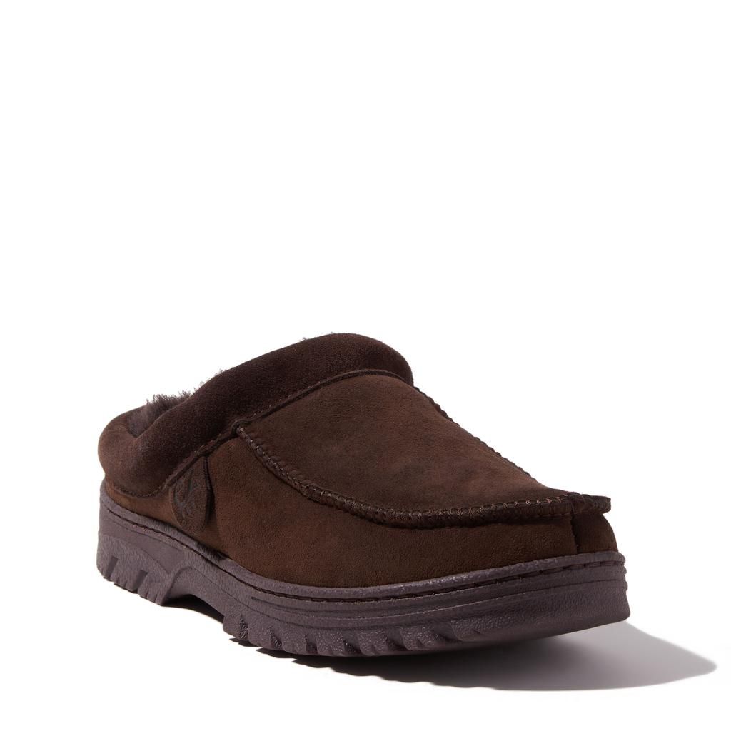 Dearfoams EZ Feet Men's Genuine Shearling Moccasin Toe Clog Slipper