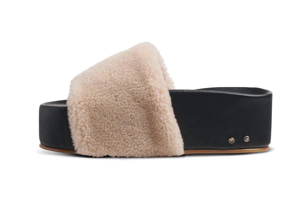 beek Albatross Shearling Sandals In Black/natural