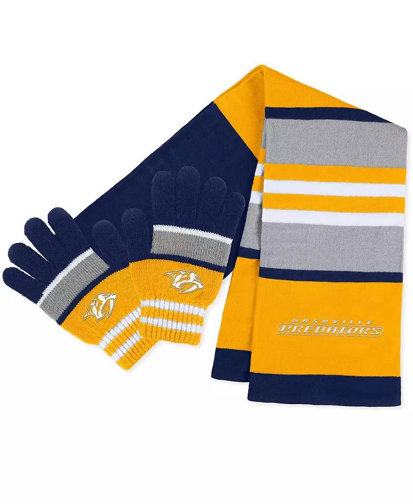 WEAR by Erin Andrews Women's Nashville Predators Stripe Glove and Scarf Set