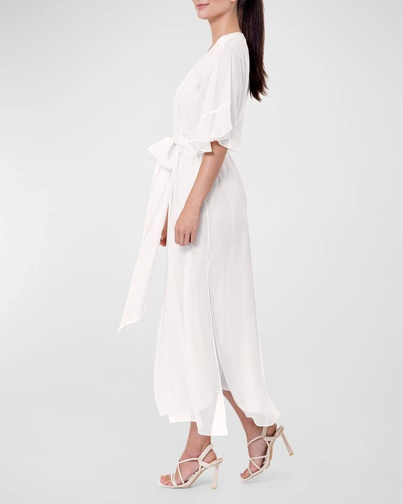 Christine Lingerie Angel Flutter-Sleeve Sheer Silk Chiffon Robe 2