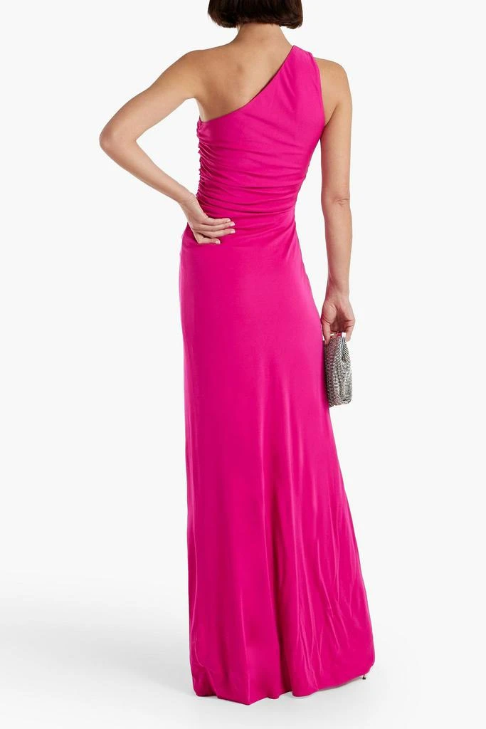 HALSTON Mailia one-shoulder ruched jersey gown 3