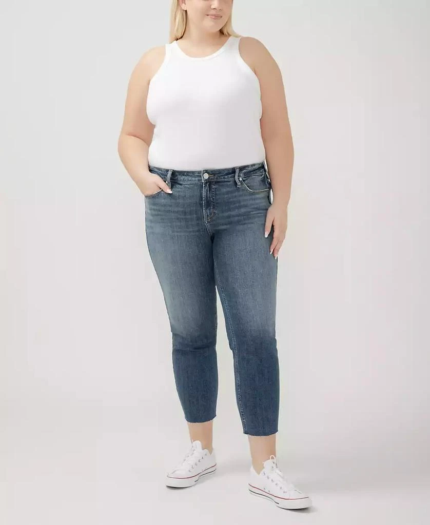 Silver Jeans Co. Plus Size Elyse Mid Rise Comfort Fit Ankle Straight Jeans 6