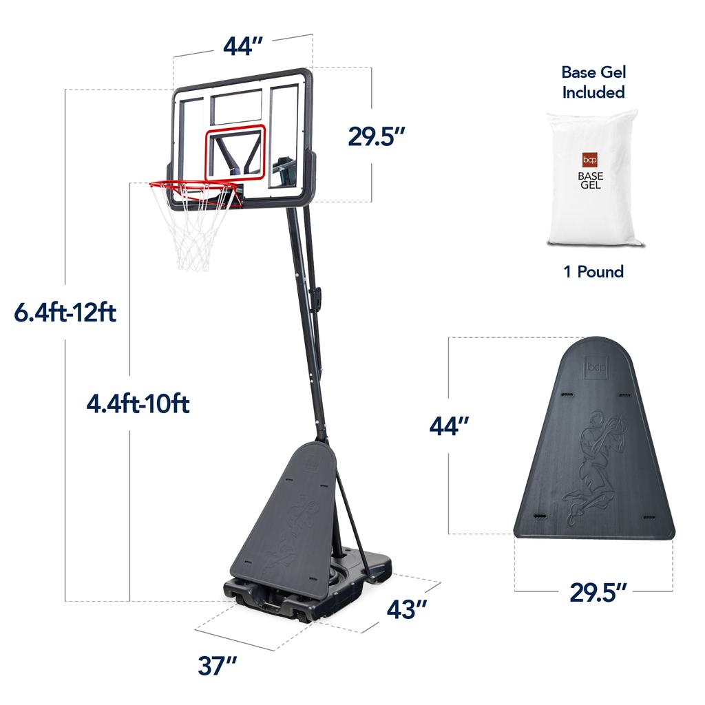 Best Choice Products Adjustable 4.4-10ft Basketball Hoop, Portable Goal w/Shatterproof Backboard, Ball Return