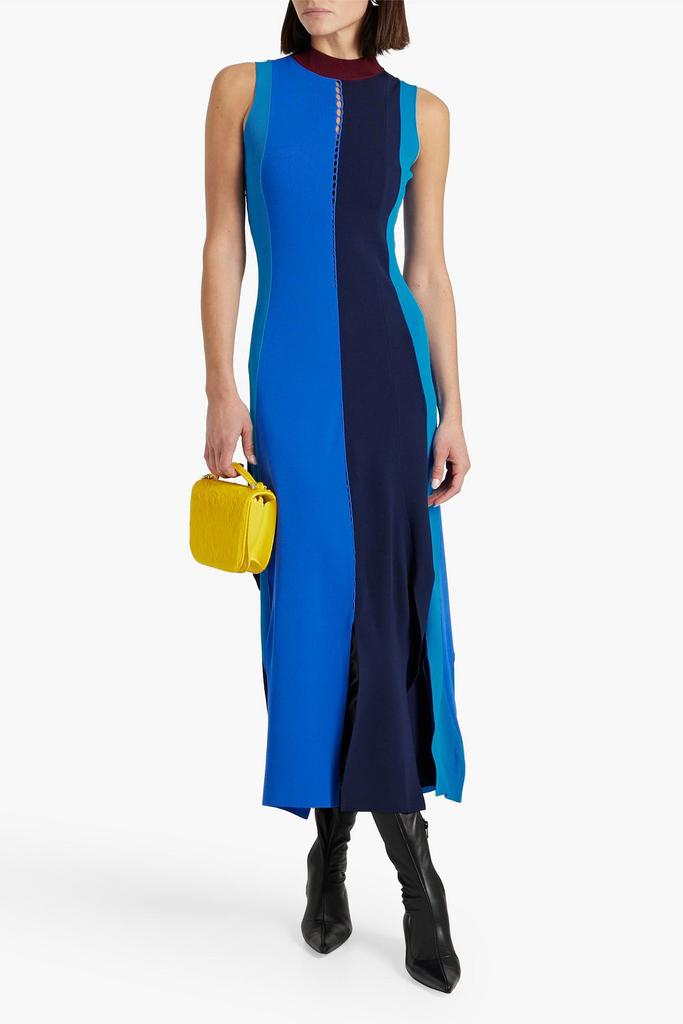 ROKSANDA Color-block stretch-knit midi dress