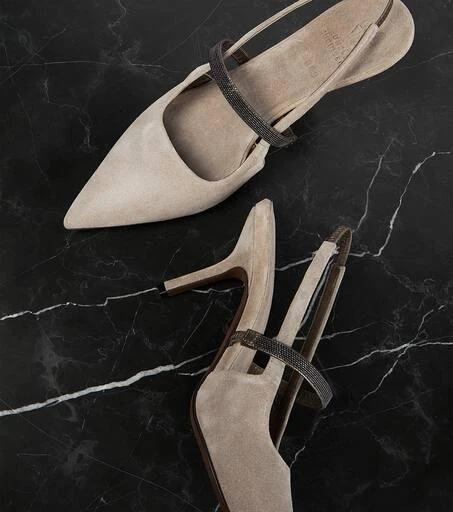 Brunello Cucinelli Monili suede slingback pumps 6