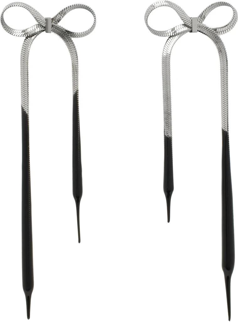 Ottolinger Silver & Black Laced Bow Earrings 1