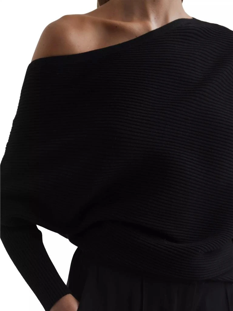 REISS Lorna Ribbed One-Shoulder Sweater 5
