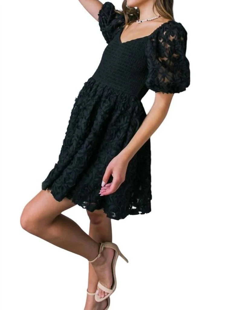 FLYING TOMATO Brianna Puff Sleeve Mini Dress In Black 4