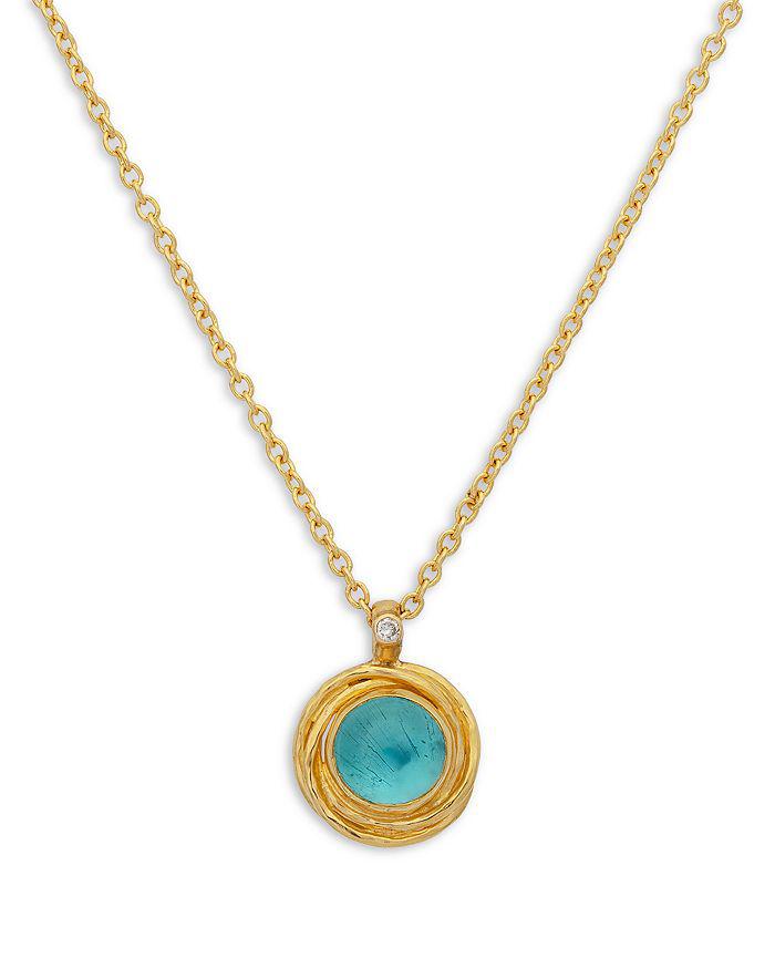 Gurhan 22K & 24K Yellow Gold Muse Apatite & Diamond Pendant Necklace, 16"-18"