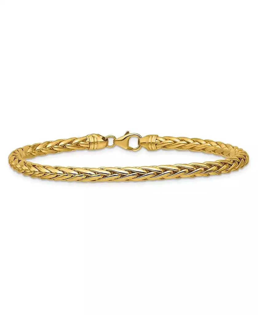 Curata Jewelry Solid 18k Yellow Gold Italian 7.5 Inch 3.1mm Wide Woven Spiga Bracelet