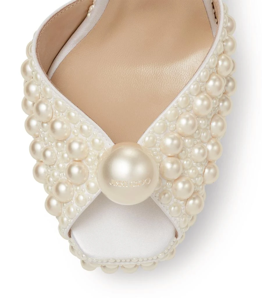 Jimmy Choo Sacaria 120 Pearl-Embellished Satin Platform Sandals 6