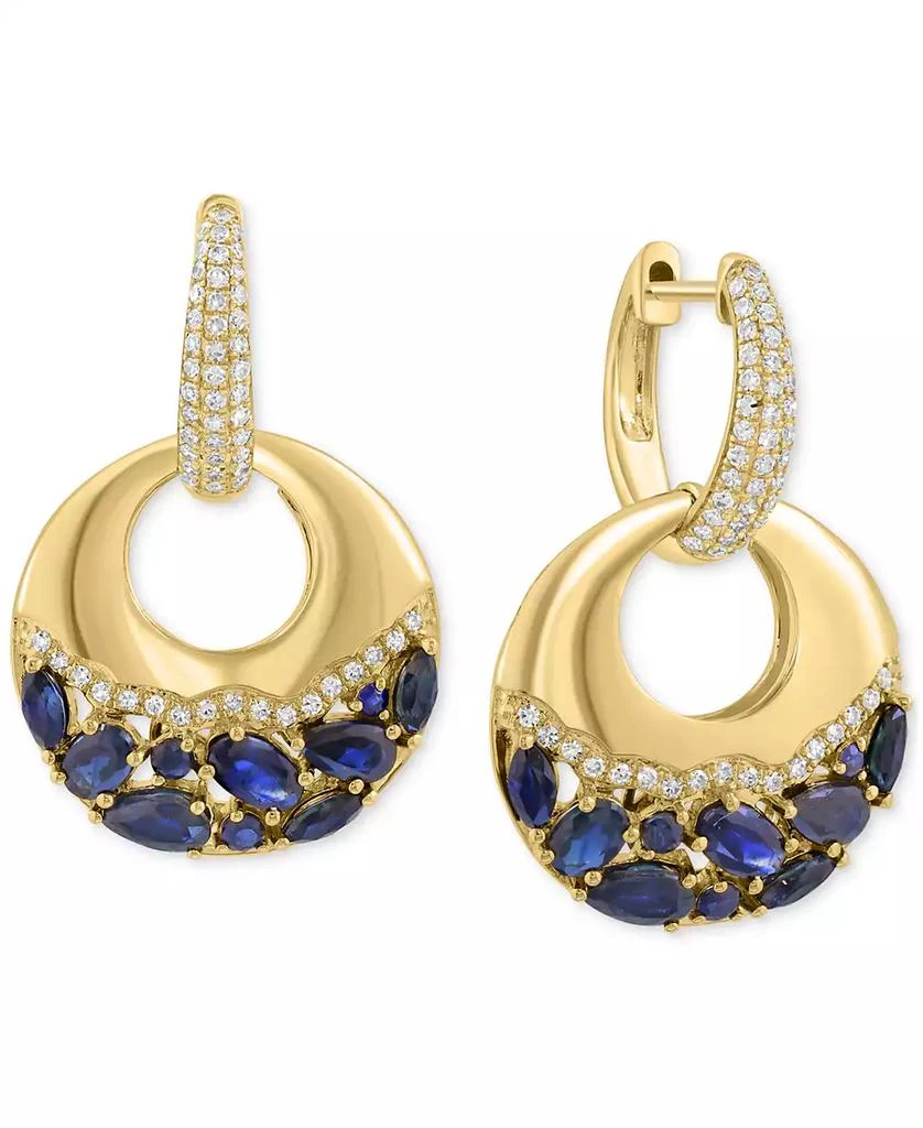 Effy EFFY® Sapphire (2-3/4 ct. t.w.) 
Diamond (3/8 ct. t.w.) Charm Hoop Earrings in 14k Yellow Gold