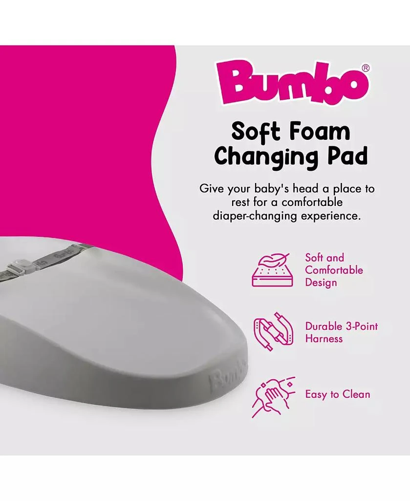 Bumbo Diaper Changing Pad, Ergonomic Baby Changing Mat with Safety Belt, Gray 2