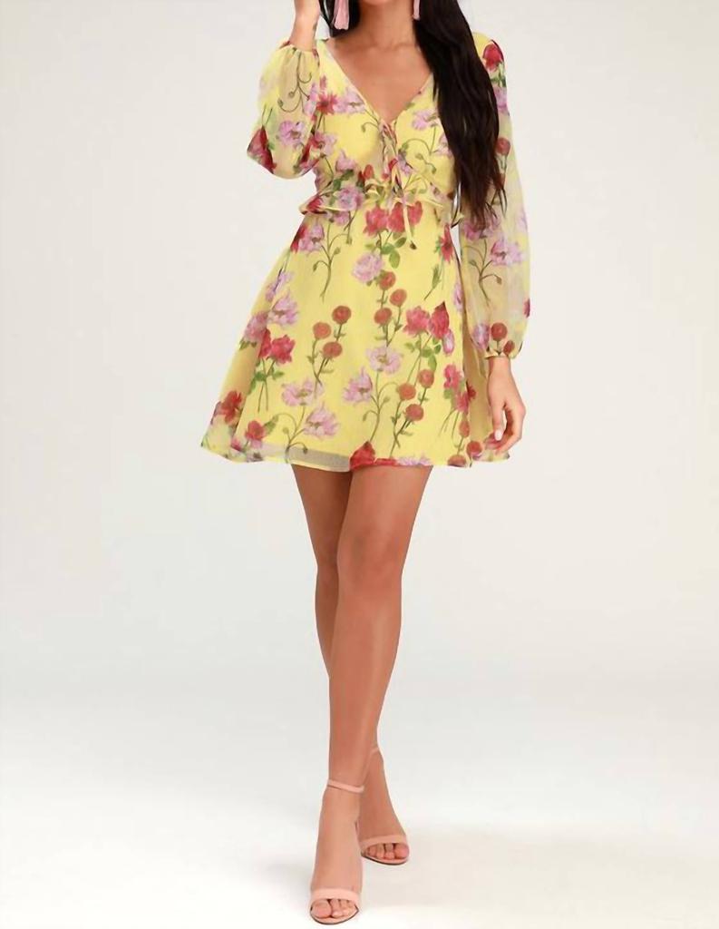 BB Dakota Bb Dakota - Botanical Bae Floral Print Long Sleeve Dress