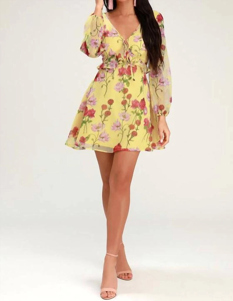 BB Dakota Bb Dakota - Botanical Bae Floral Print Long Sleeve Dress 1