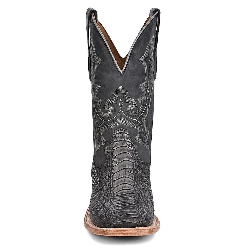 Corral Boots Ostrich Leg Embroidered Wide Square Toe Pull On Cowboy Boots 3