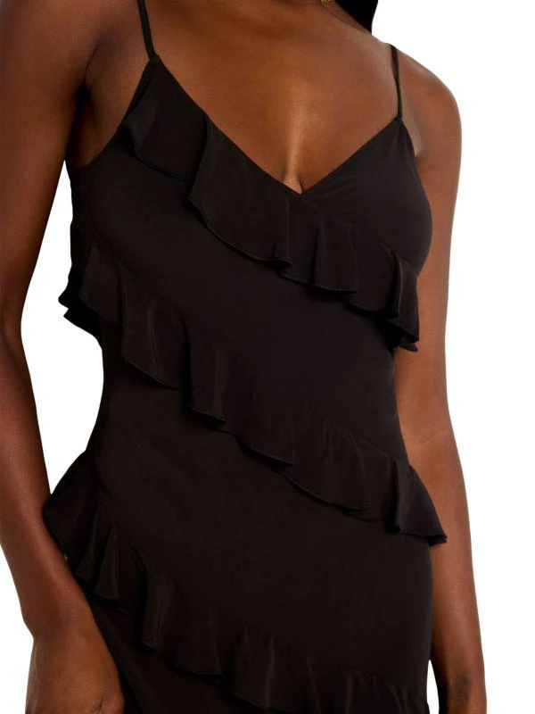 Good American Chiffon Bias-Cut Ruffle Dress 4