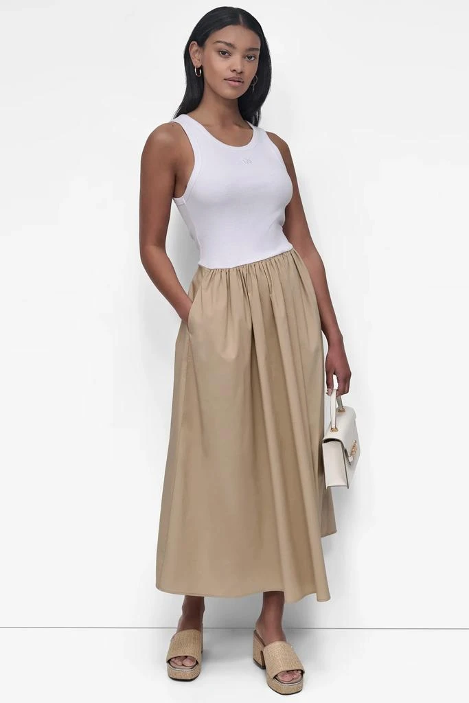 DKNY RIB TANK DRESS WITH POPLIN SKIRT 6