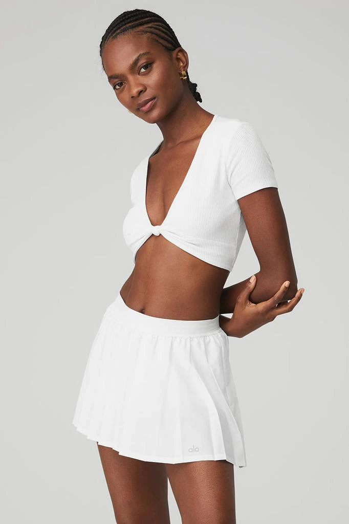 Alo Ribbed Knotty Short Sleeve - White 3