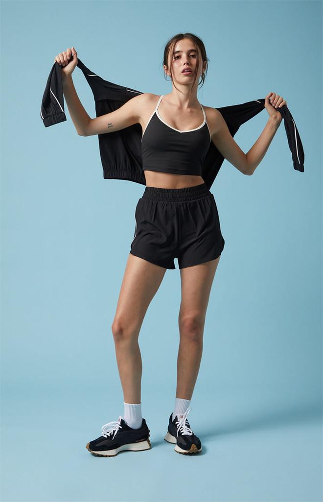 PAC 1980 PAC WHISPER Active Black Charlie X-Back V-Neck Sports Bra