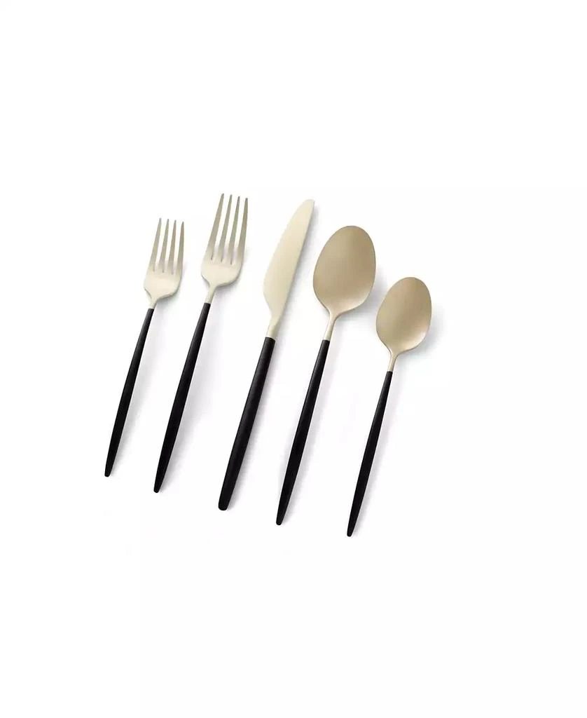 Cambridge Silversmiths Gaze Two Tone Black-Gold Satin 20 Piece Flatware Set, Service For 4 1