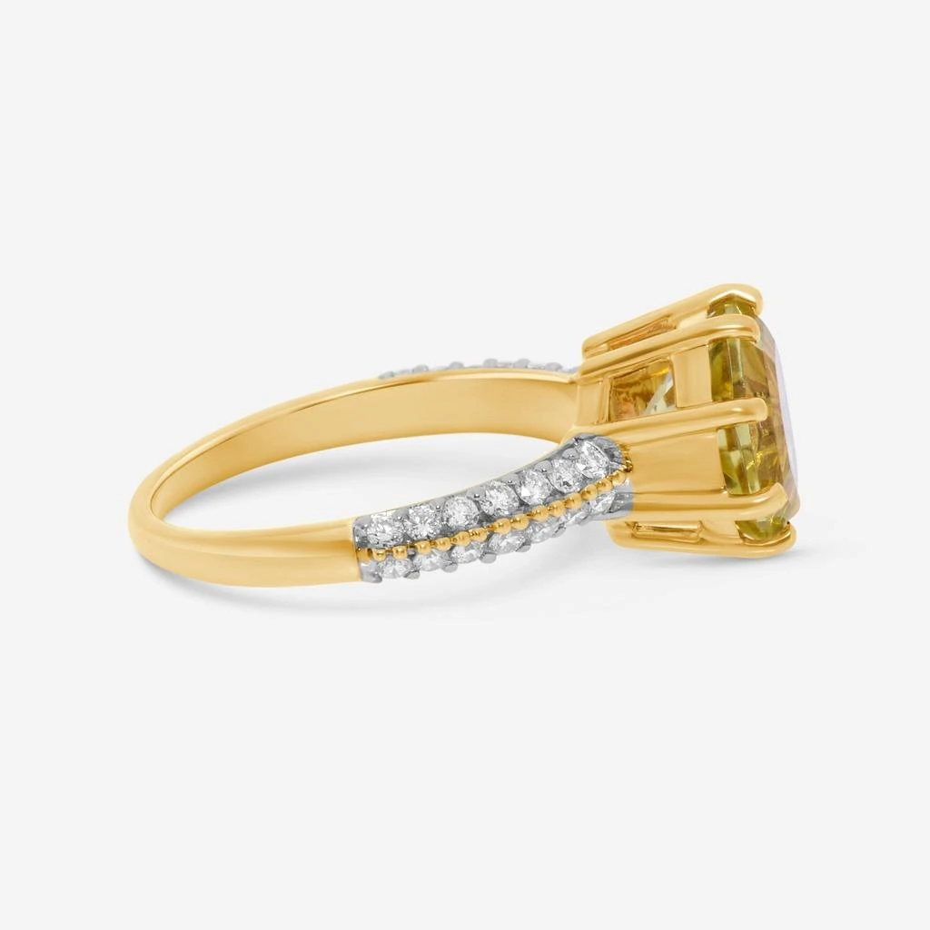 SuperOro SuperOro 14K Yellow Gold, Octagonal Lemon Topaz and Diamond Gemstone Ring Sz. 6.5 60258 3
