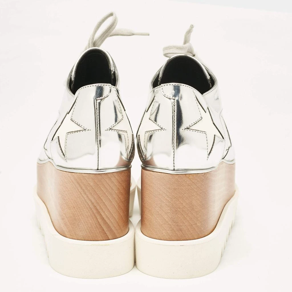 Stella McCartney Stella McCartney Silver Faux Leather Elyse Star Platform Sneakers Size 35 5