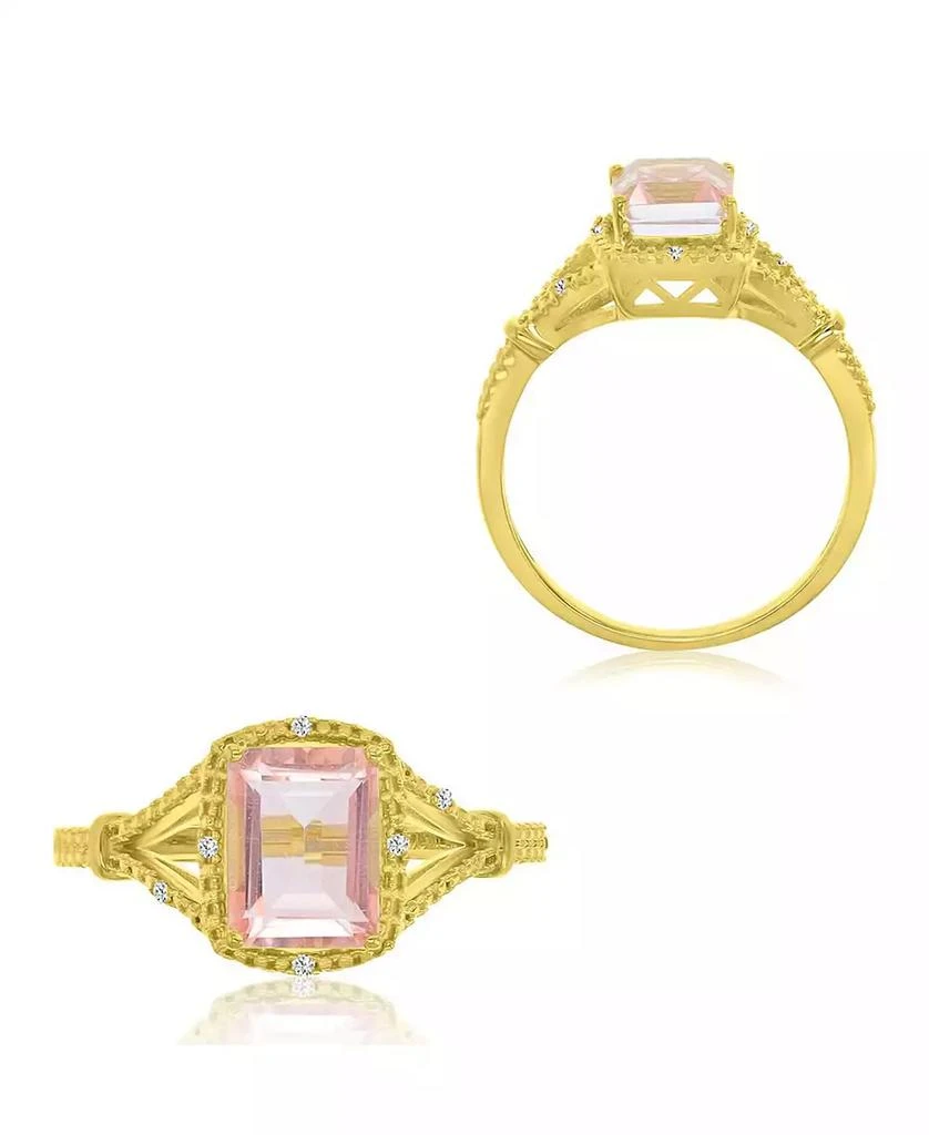 Macy
s Diamond (0.017 ct. t.w.) 
Morganite (1.55 ct. t.w.) Quartz Ring in 10k Yellow Gold 3