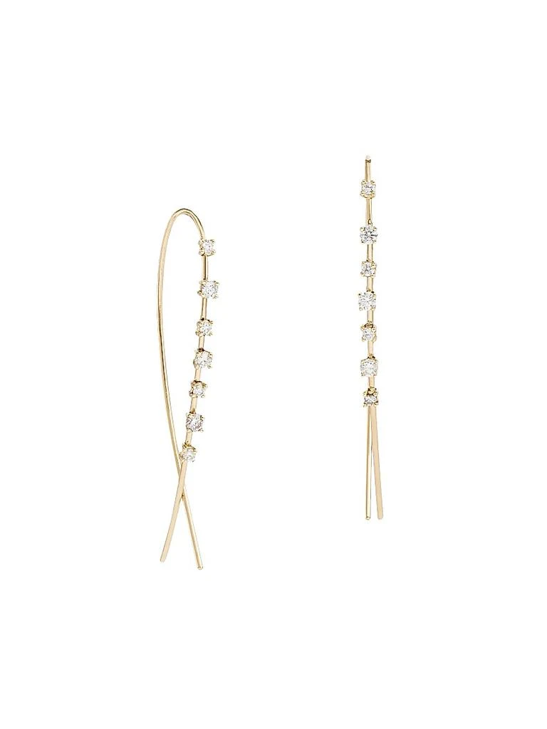 LANA 14K Gold & Diamond Narrow Upside Down Hoops 1