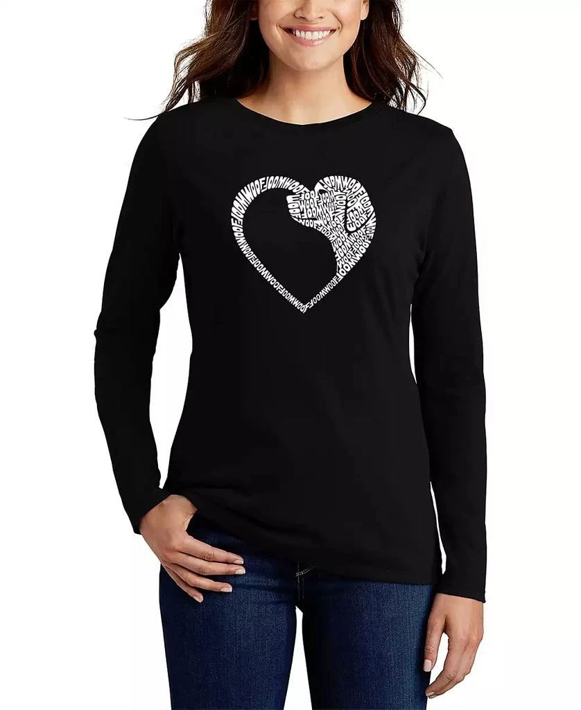 LA Pop Art Women's Dog Heart Word Art Long Sleeve T-shirt 1