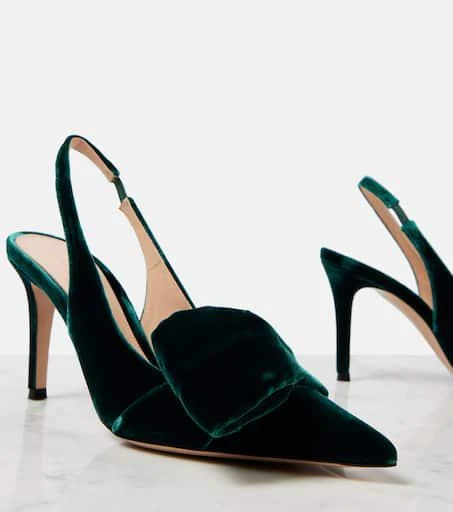 Gianvito Rossi 85 bow-detail velvet slingback pumps 5
