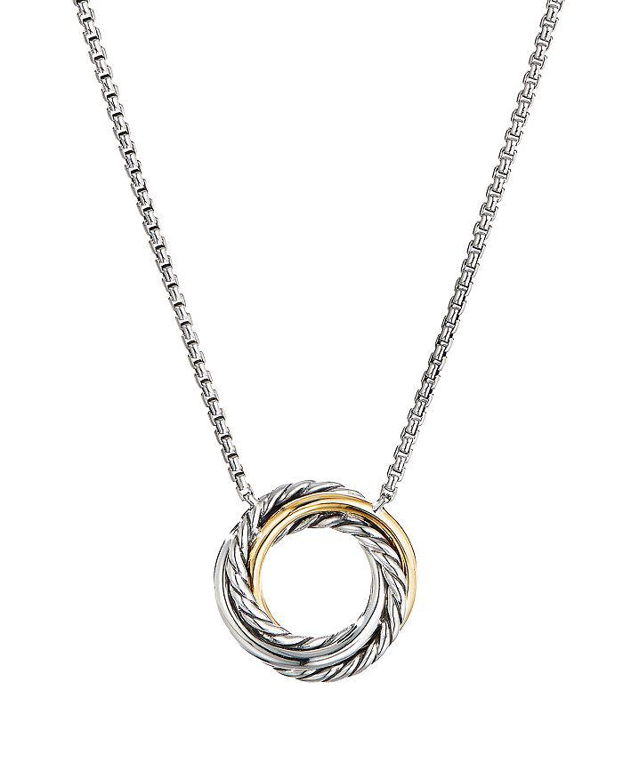 David Yurman Sterling Silver
18K Yellow Gold Crossover Mini Pendant Necklace, 17"