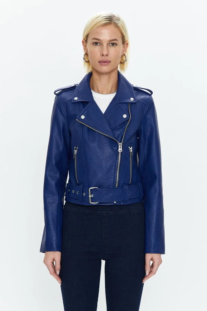 Pistola Denim Tracy Cropped Moto Jacket - Electric Blue 1