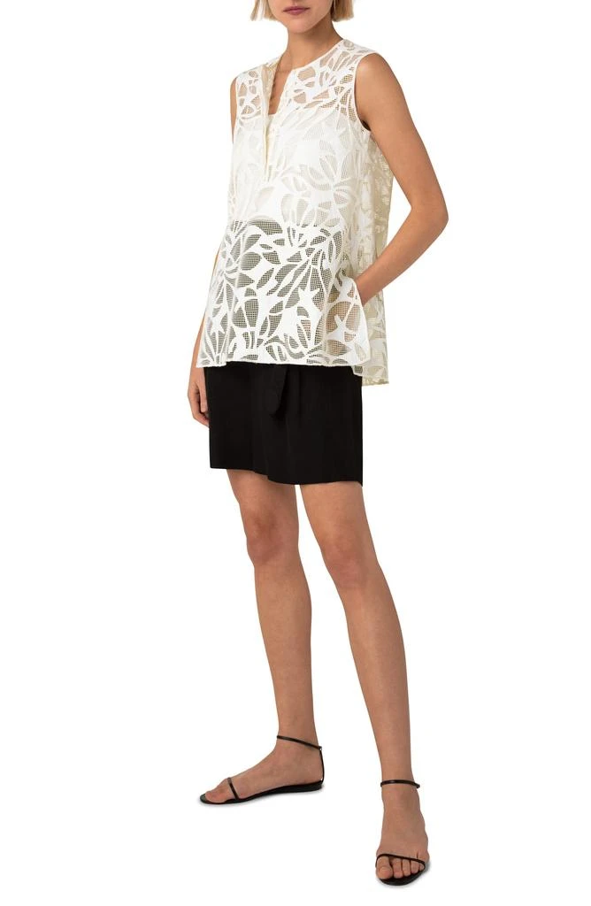 Akris Sleeveless Mesh 
Faux Leather Blouse 5