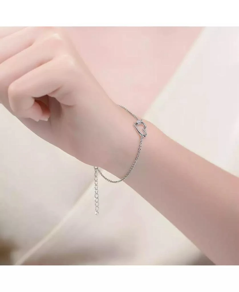 GiGiGirl White Gold Plated Cubic Zirconia Heart Adjustable Bracelet 2