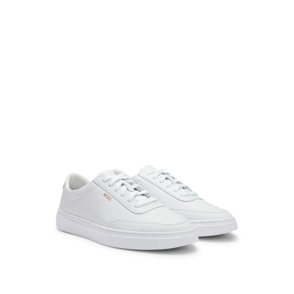 Hugo Boss Coated-leather trainers with gold-tone logo 1