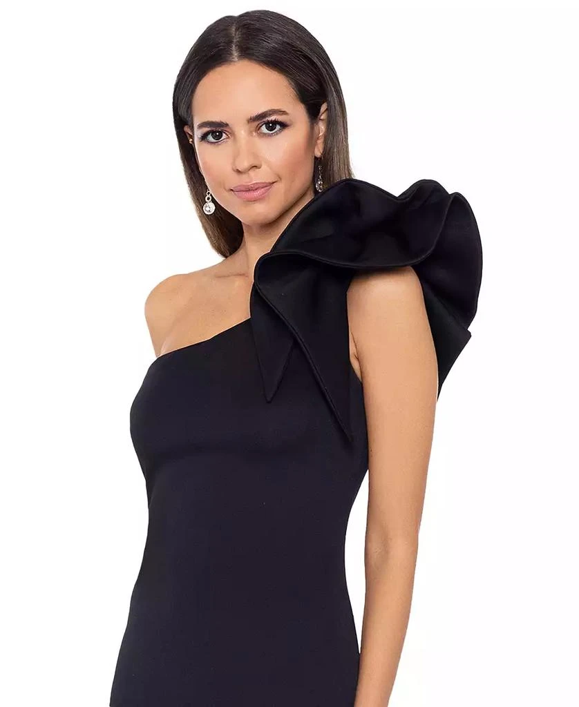 Betsy & Adam Women's One-Shoulder Scuba Crepe Gown 4