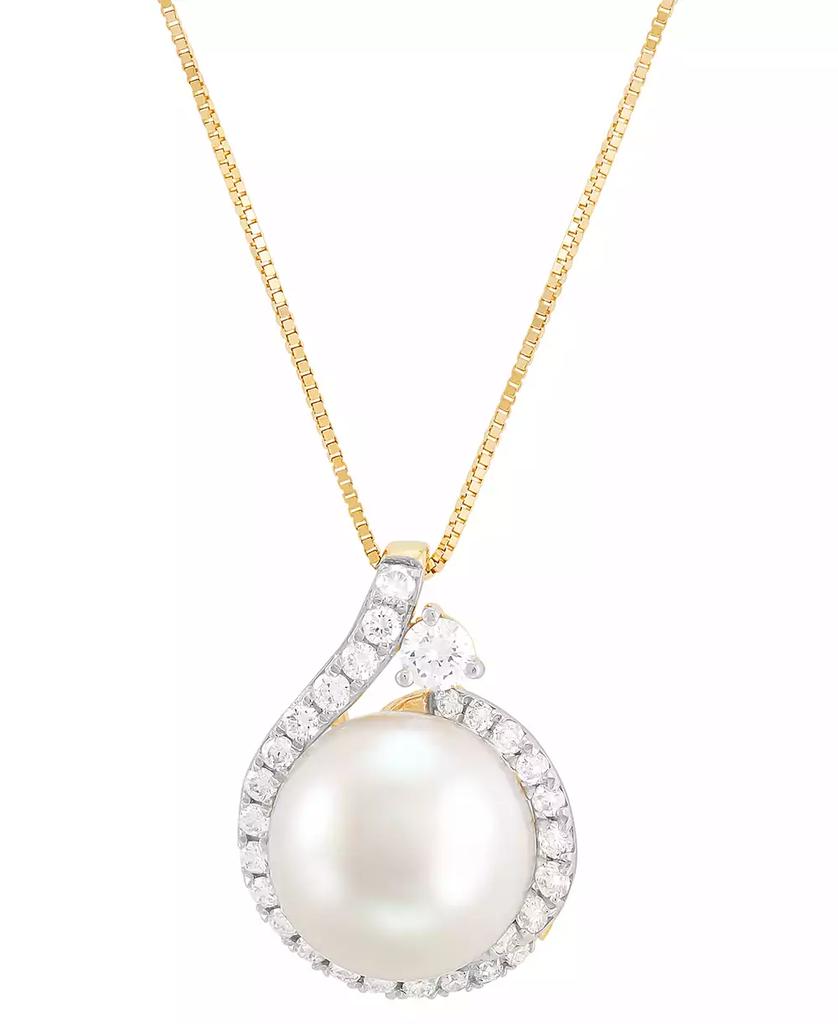 Grown With Love Cultured Ming Pearl (10mm) & Lab Grown Diamond (3/8 ct. t.w.)  18" Pendant Necklace in 14k Gold