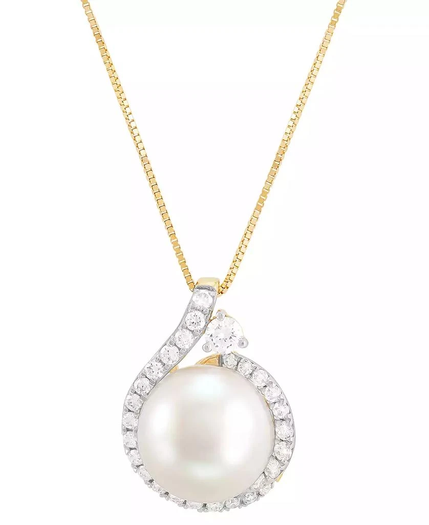Grown With Love Cultured Ming Pearl (10mm) & Lab Grown Diamond (3/8 ct. t.w.)  18" Pendant Necklace in 14k Gold 1