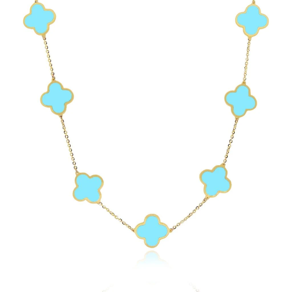 The Lovery Large Turquoise Clover Necklace 1