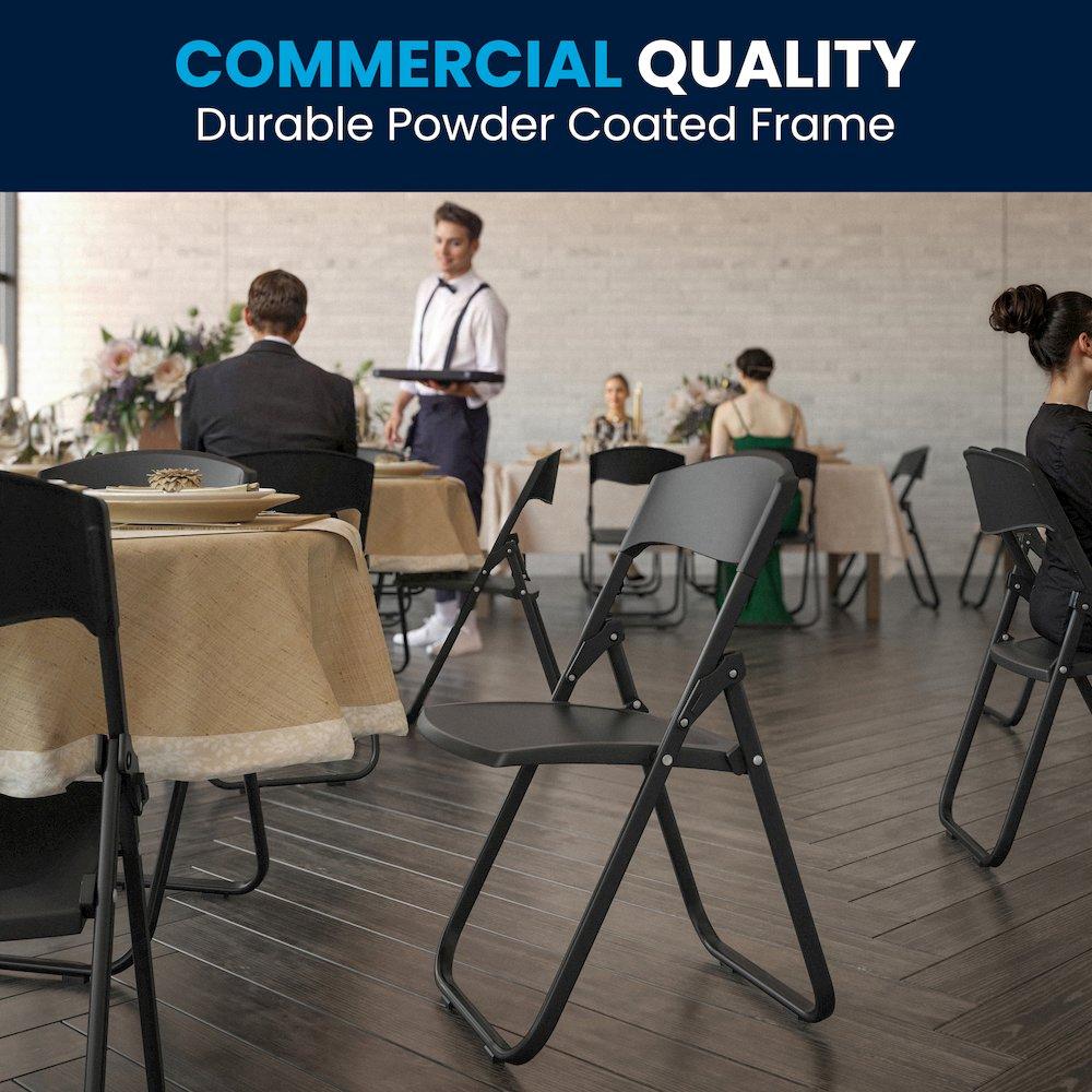 Flash Furniture 2 Pack 500 lb. Capacity Heavy Duty Black Plastic Folding Chair