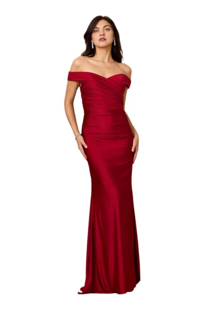 TRUEDAMES Full-Length Stretch Formal Gown Off Shoulder Dress 4