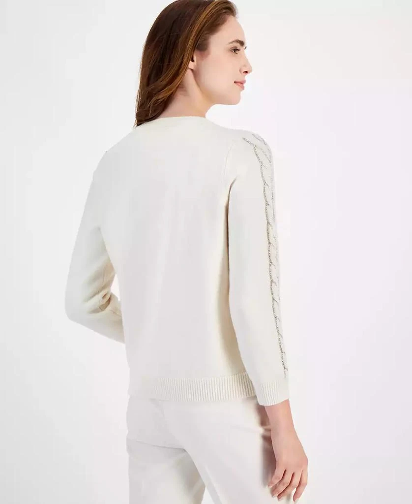 Anne Klein Women's Embellished Cable-Knit Sweater 2