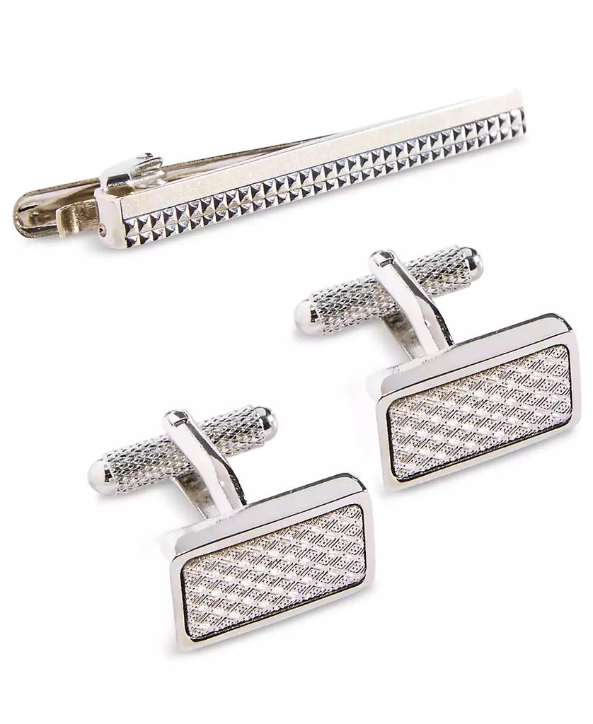 Perry Ellis Knitting Cuff Links & Tie Bar Set