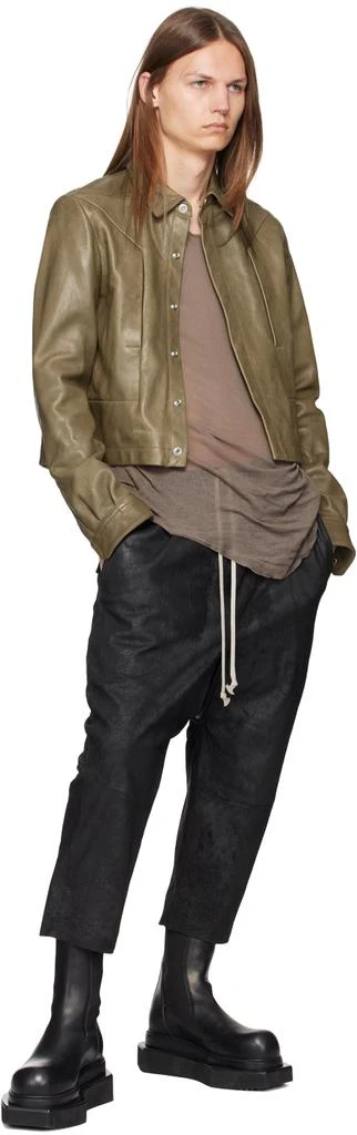 Rick Owens Black Drawstring Leather Pants 4