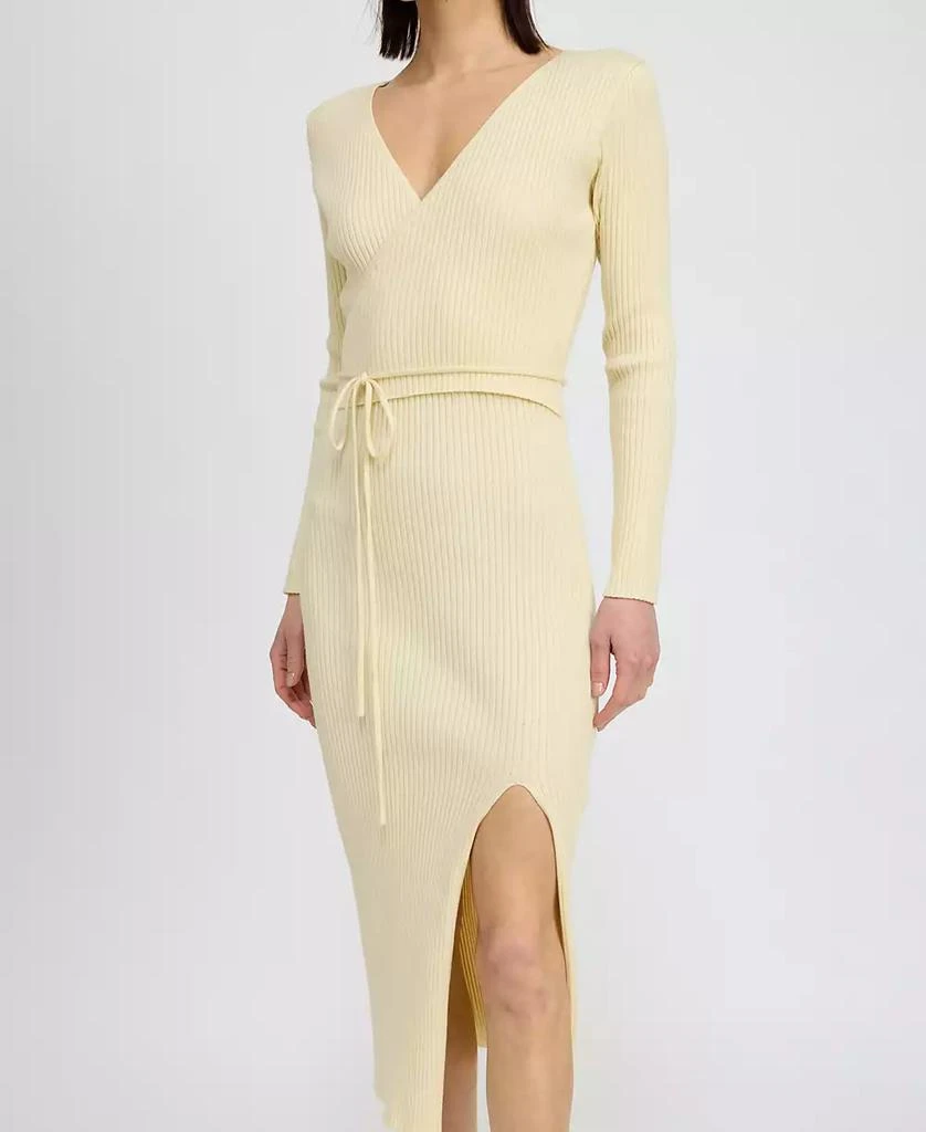 En Saison Women's Merril Ribbed Long-Sleeve Slit-Front Dress 6